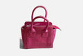Luxury Pink Croc Pattern Top Handle Bag, Retro Elegant Commuter Satchel